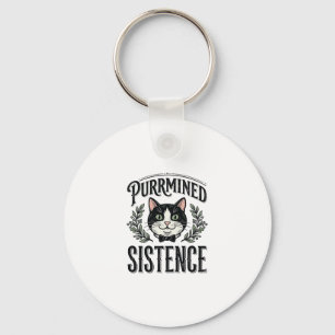 Grappige Kat Purrmined Sistence Vintage Grafisch_1 Sleutelhanger