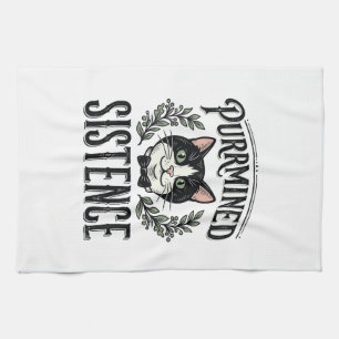 Grappige Kat Purrmined Sistence Vintage Grafisch_1 Theedoek