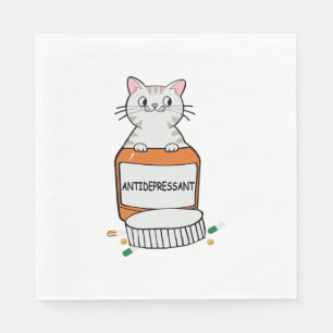 grappige kat quote antidepressiva kattenliefhebber servet