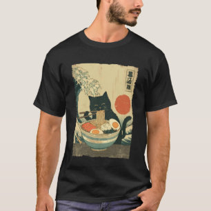Grappige Kat Ramen Grote Golf van Kanagawa Kunstwe T-shirt