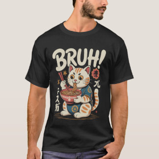 Grappige Kat Ramen Japanse Bruh! Tatoeage Kawaii A T-shirt