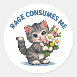 Grappige Kat Razernij Verteert Me Ronde Sticker