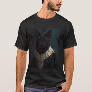 Grappige kat Renaissance middeleeuwse olieverfschi T-shirt