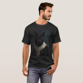 Grappige kat Renaissance middeleeuwse olieverfschi T-shirt (Voorkant volledig)
