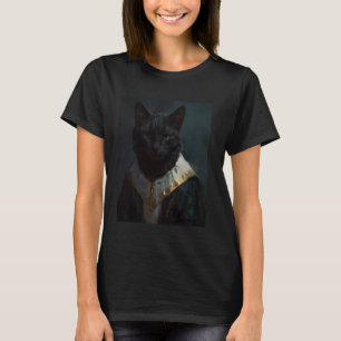 Grappige kat Renaissance middeleeuwse olieverfschi T-shirt