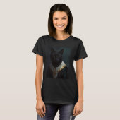 Grappige kat Renaissance middeleeuwse olieverfschi T-shirt (Voorkant volledig)