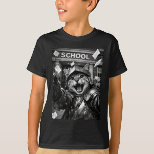 Grappige Kat Ridder Terug naar School Schattig Mid T-shirt