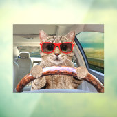 Grappige kat rijden auto schaduw 11 "x 8" venster  raamsticker (Vel 3)