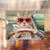 Grappige kat rijden auto schaduw 11 "x 8" venster  raamsticker (Vel 2)