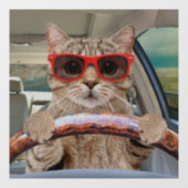 Grappige Kat Rijden Auto Shade 12" x 12" Raamsticker (Vel)