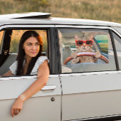 Grappige Kat Rijden Auto Shade 16" x 12" Raamsticker