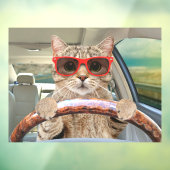 Grappige Kat Rijden Auto Shade 16" x 12" Raamsticker (Vel 3)