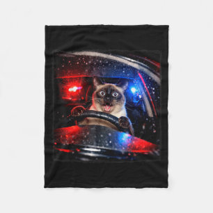 Grappige kat rijdt politie achtervolgt kitten meme fleece deken