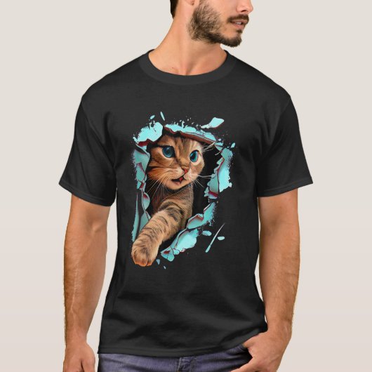 Grappige kat rippen door grafische clawing creatie t-shirt (Voorkant)