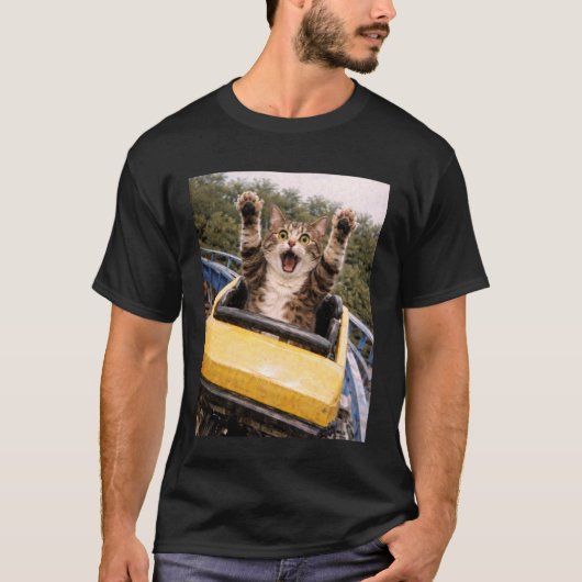 Grappige Kat Roller Coaster Domme Meme Huisdier Ko T-shirt (Voorkant)