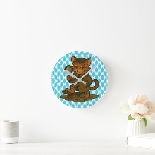 grappige kat ronde klok (Huis)