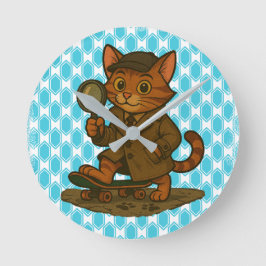 grappige kat ronde klok