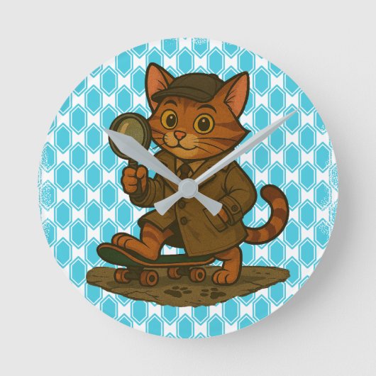 grappige kat ronde klok (Voorkant)
