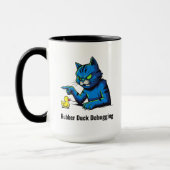 Grappige Kat Rubber Eend Debugging Illustratie Mok (Links)