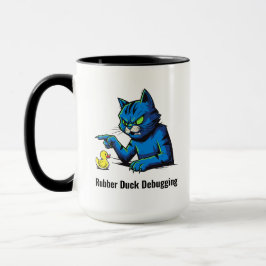 Grappige Kat Rubber Eend Debugging Illustratie Mok