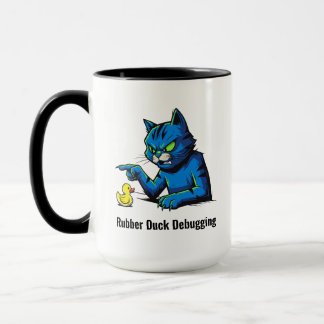 Grappige Kat Rubber Eend Debugging Illustratie Mok