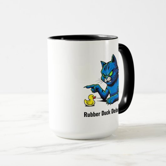 Grappige Kat Rubber Eend Debugging Illustratie Mok (Voorkant rechts)