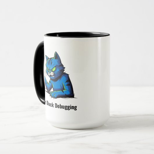 Grappige Kat Rubber Eend Debugging Illustratie Mok (Voorkant links)