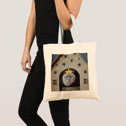 Grappige Kat Schattig Dier Foto Collage Kunst Tren Tote Bag (Voorkant (product))