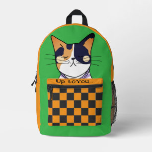 Grappige Kat, Schattige Kat, Groene Sinaasappel Be Bedrukte Rugzak