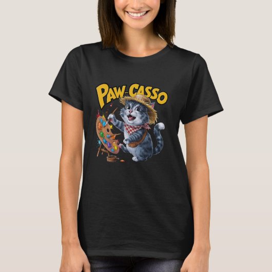 grappige kat schilderen poot casso vader moeder ki t-shirt (Voorkant)