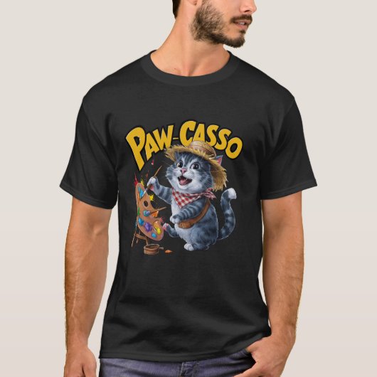grappige kat schilderen poot casso vader moeder ki t-shirt (Voorkant)