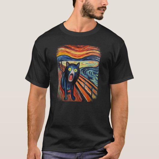 grappige KAT Schreeuw door Edvard Expressionisme M T-shirt (Voorkant)