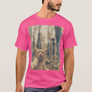 Grappige kat Selfie Alien Ufo Alien Cat Foto T-shirt