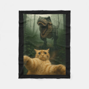 Grappige Kat Selfie Dinosaur Meme Dierenliefhebber Fleece Deken