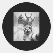 Grappige kat Selfie Kerstman Vrolijk Kerstfeest Pa Ronde Sticker (Voorkant)