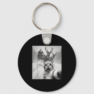Grappige kat Selfie Kerstman Vrolijk Kerstfeest Pa Sleutelhanger