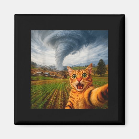 Grappige kat selfie meme tornado magneet (Voorkant)