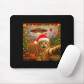 Grappige kat selfie met Alien Ufo kerstverlichting Muismat (Met muis)