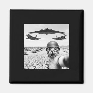 Grappige kat selfie met Amerikaanse gevechtsjets 4 Magneet
