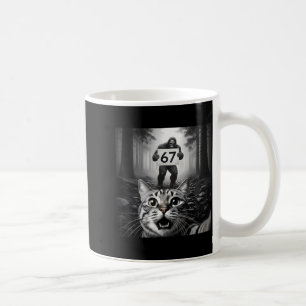 Grappige kat selfie met Bigfoot 67 Six Seven meme Koffiemok