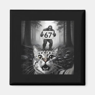 Grappige kat selfie met Bigfoot 67 Six Seven meme  Magneet