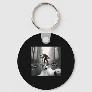 Grappige kat selfie met Bigfoot 67 Zes Zeven Meme Sleutelhanger