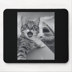 Grappige kat selfie met haai muismat