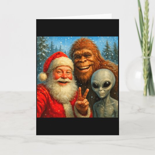Grappige kat selfie met kerstman & Bigfoot Me Kaart (Voorkant)
