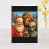 Grappige kat selfie met kerstman & Bigfoot Me Kaart (Gele Bloem)