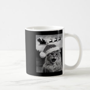 Grappige kat selfie met kerstman Kerstmis slee Cla Koffiemok