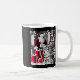 Grappige kat selfie met kerstman meme koffiemok