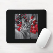 Grappige kat selfie met kerstman meme _ muismat (Met muis)