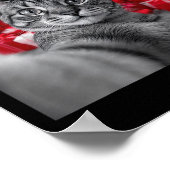 Grappige kat selfie met kerstman meme _ poster (Hoek)