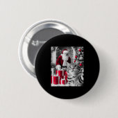 Grappige kat selfie met kerstman meme ronde button 5,7 cm (Voorkant /achterkant)